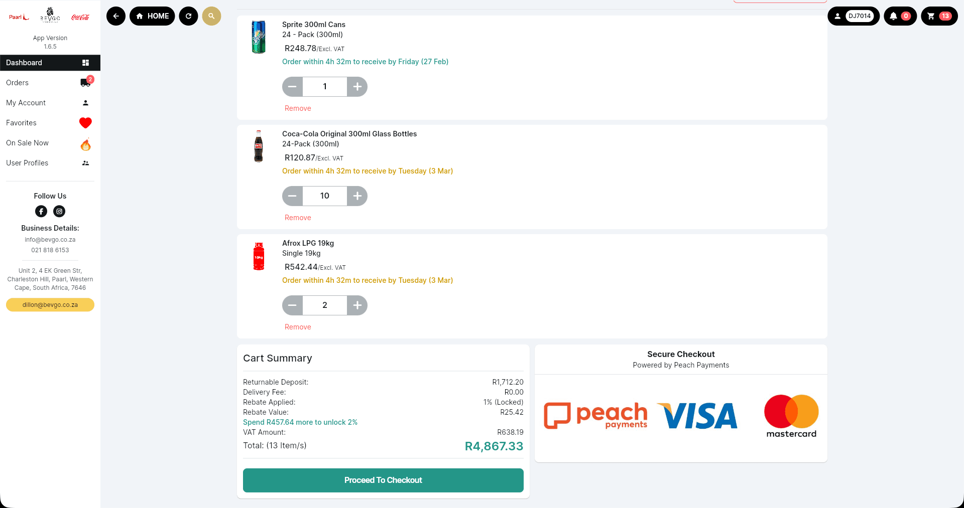 Structured order flow in Bevgo portal